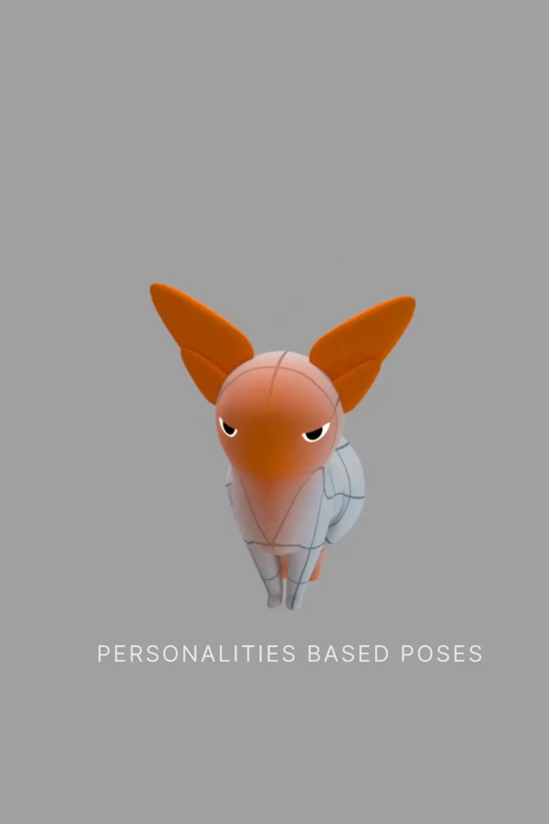 An orange and white Peridot creature turns toward the camera with a grumpy look.